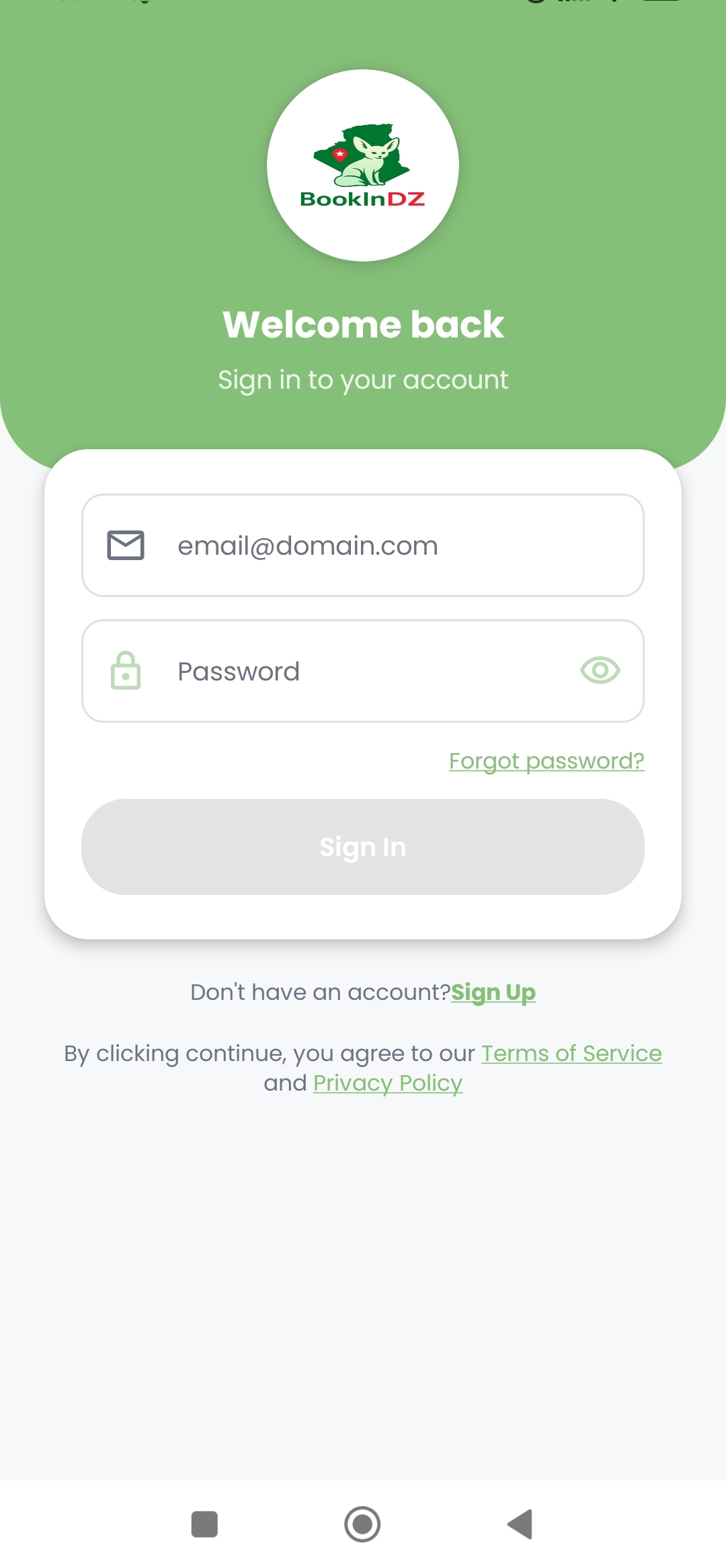 BookInDZ Home Screen