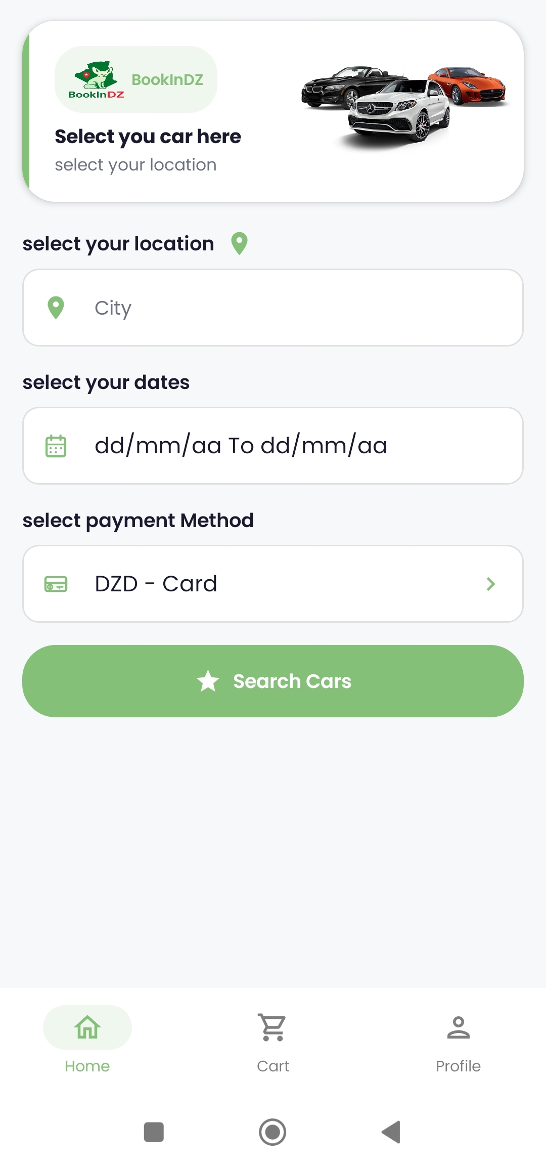 BookInDZ Home Screen - Discover activities